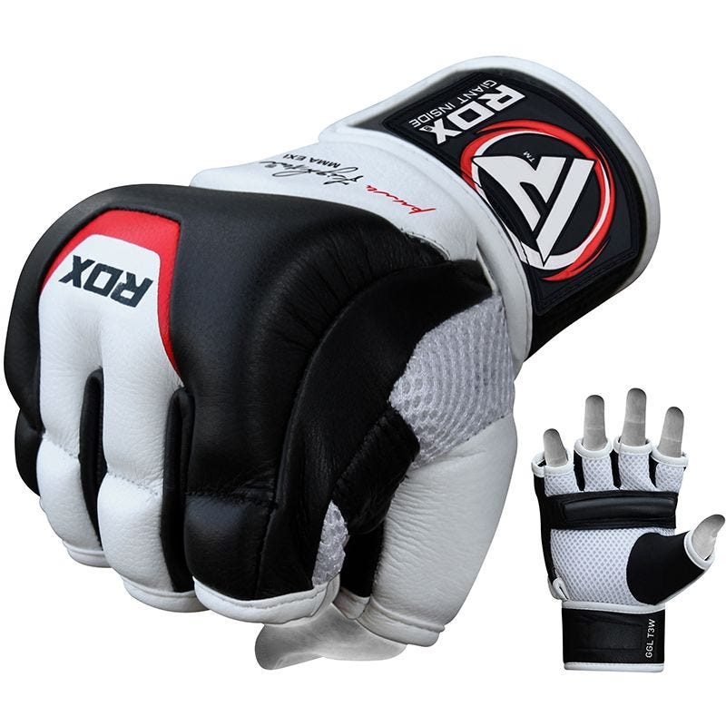 RDX MMA Gloves Sparring Grappling, Hybrid Open Palm Martial Arts Mitts Men  Women, Maya Hide Leather Wrist Support, Cage Fighting Combat Sports Boxing
