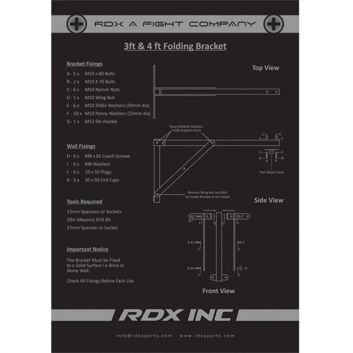 RDX X3 Folding Black Wall Bracket