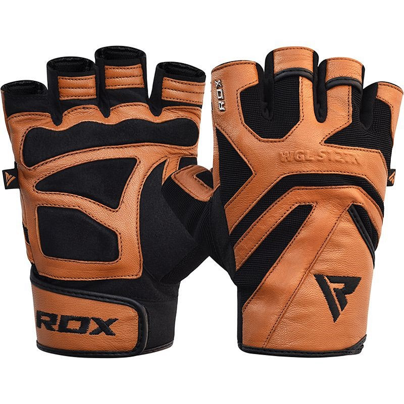 RDX S12 Short Finger Heavy Weight Lifting Leather Gym Gloves & Leather Weightlifting Gym